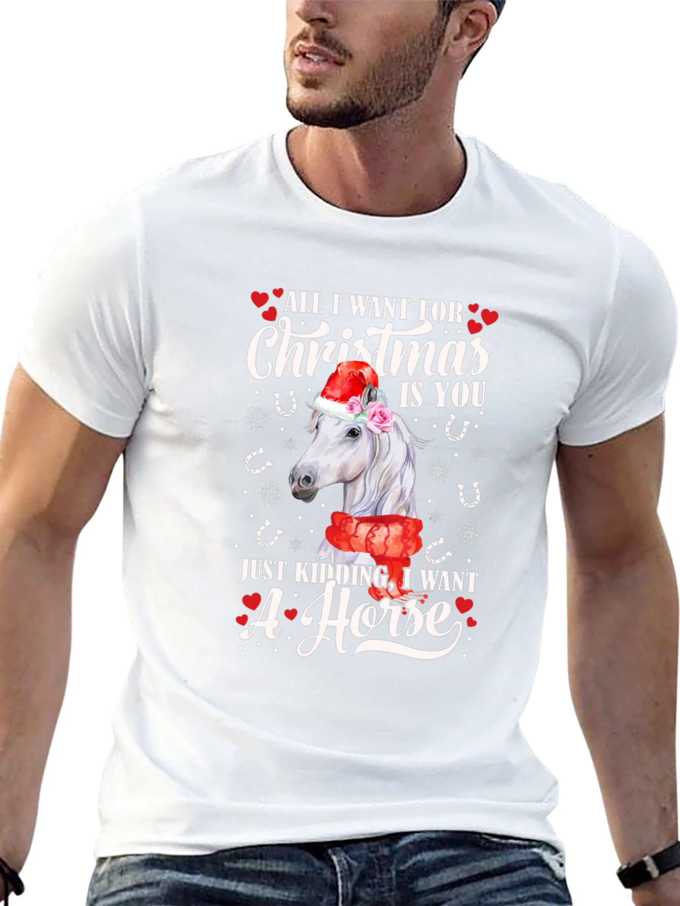 Christmas Horse Graphic T-Shirt - Unisex Holiday Tee