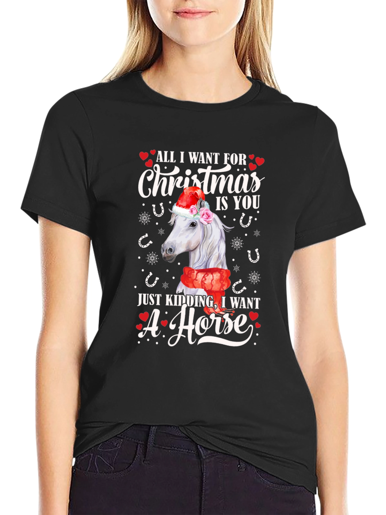 Christmas Horse Graphic T-Shirt - Unisex Holiday Tee