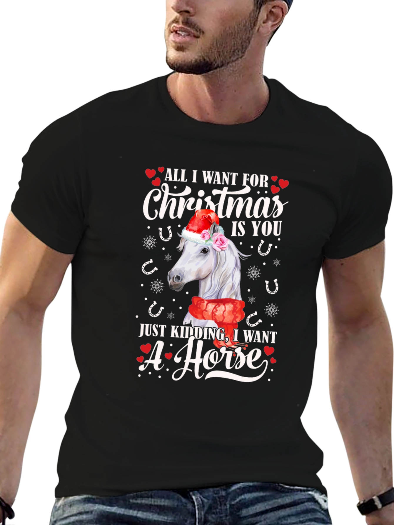 Christmas Horse Graphic T-Shirt - Unisex Holiday Tee