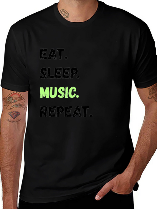 Eat Sleep Music Repeat Black T-Shirt