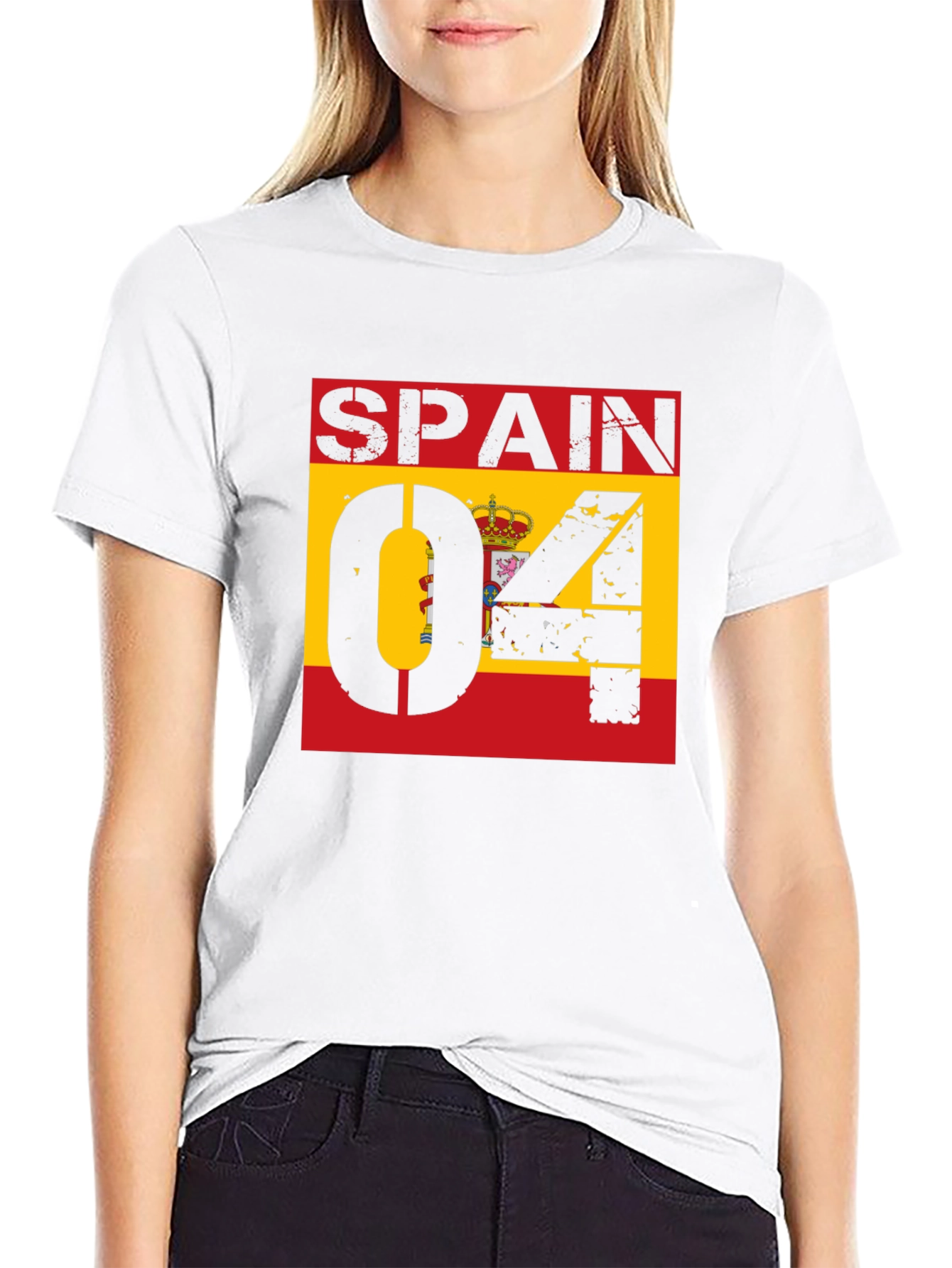 Spain Flag Distressed Graphic T-Shirt