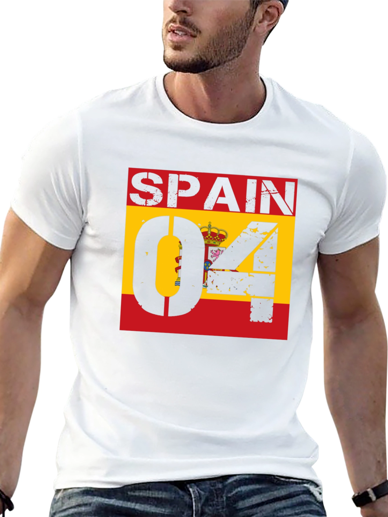 Spain Flag Distressed Graphic T-Shirt
