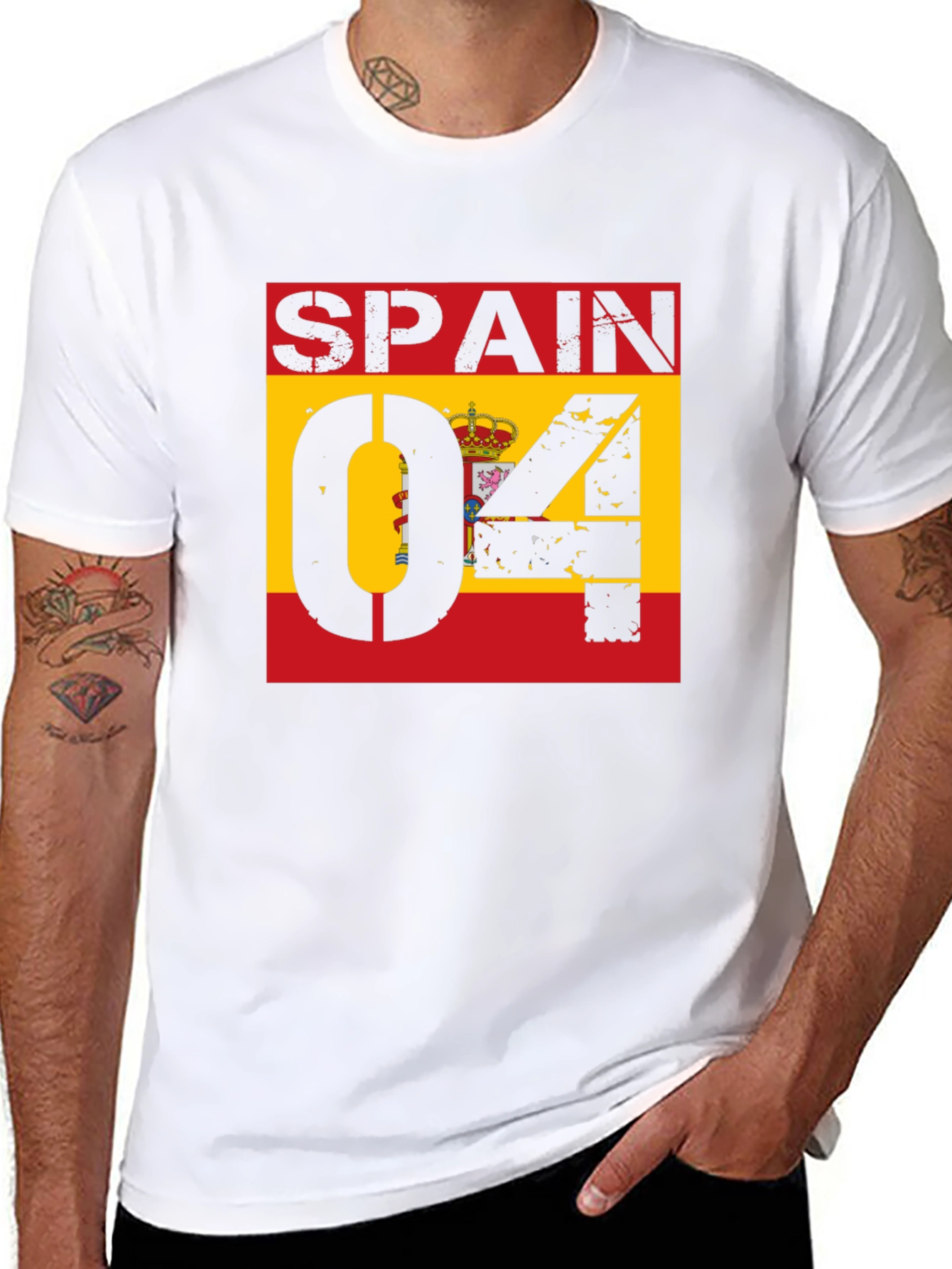 Spain Flag Distressed Graphic T-Shirt