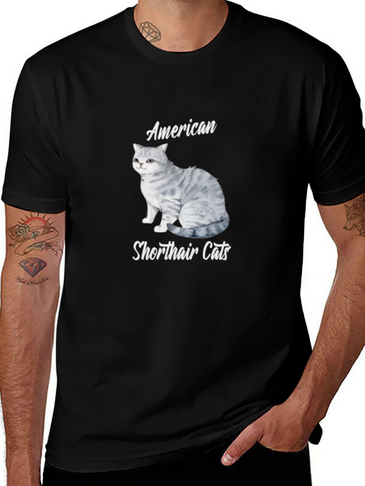 American Shorthair Cat T-Shirt - Unisex Black Tee