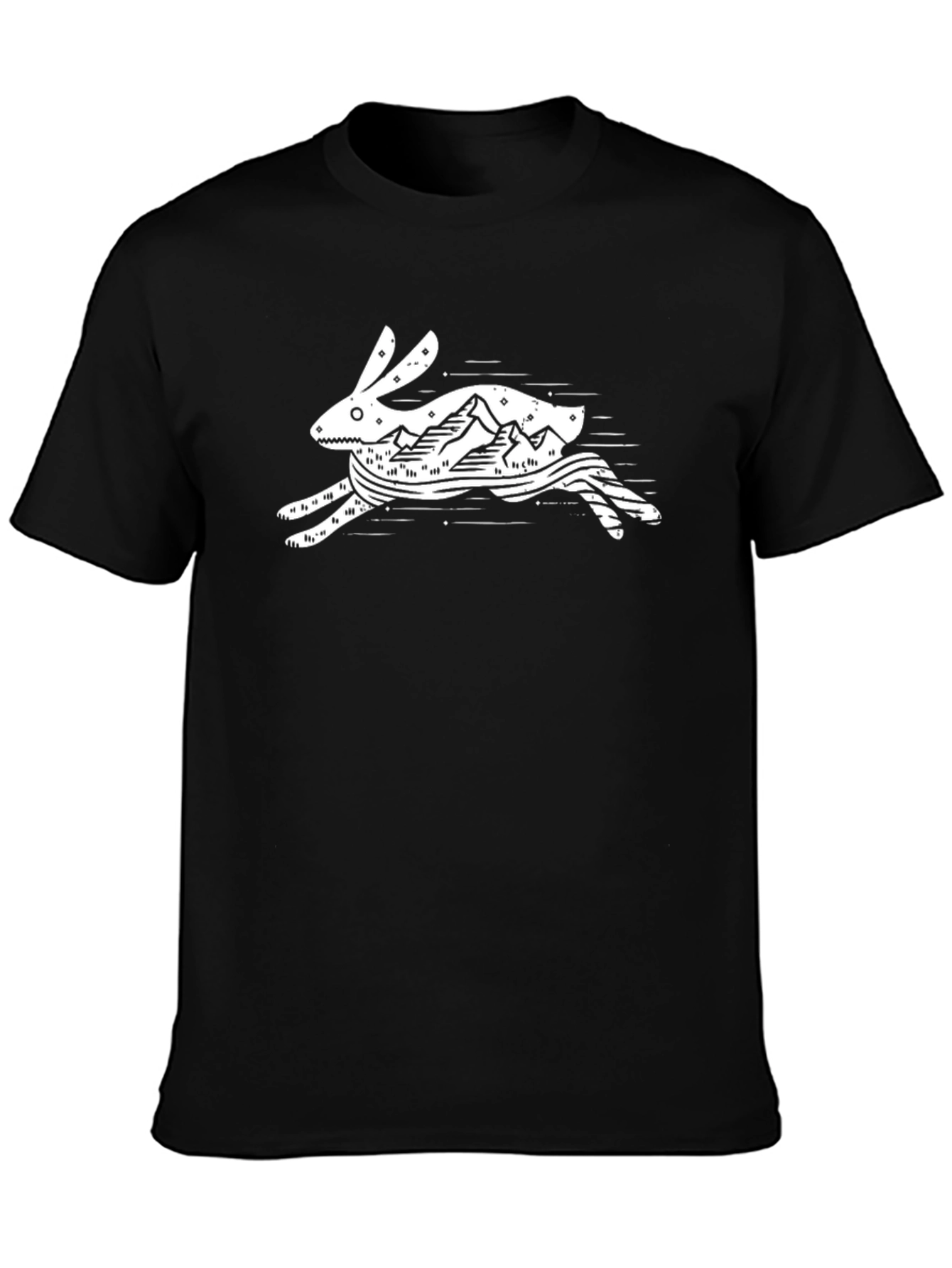 Rabbit Mountain Graphic Tee - Black Cotton T-Shirt