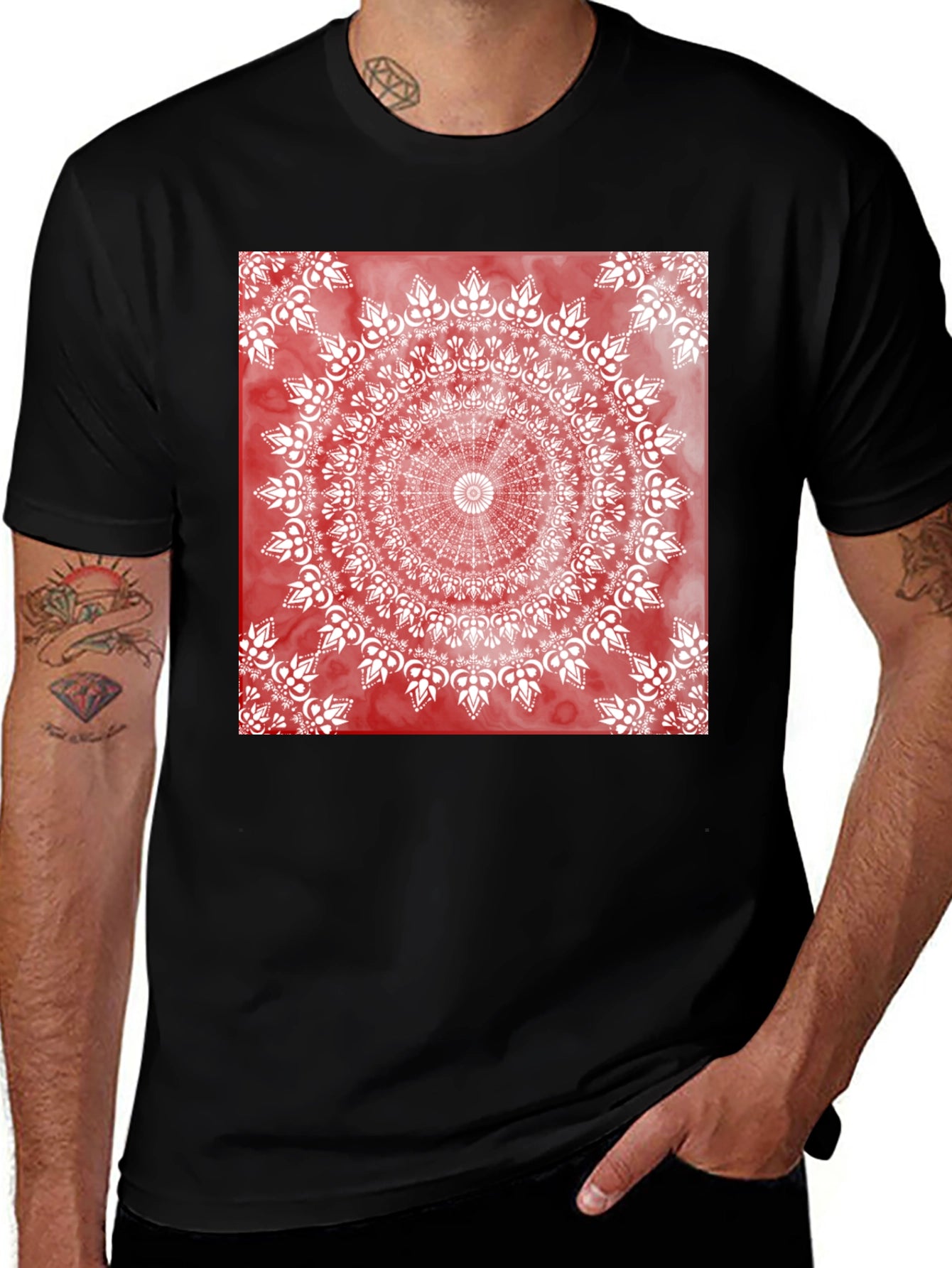 Red Mandala Graphic T-Shirt