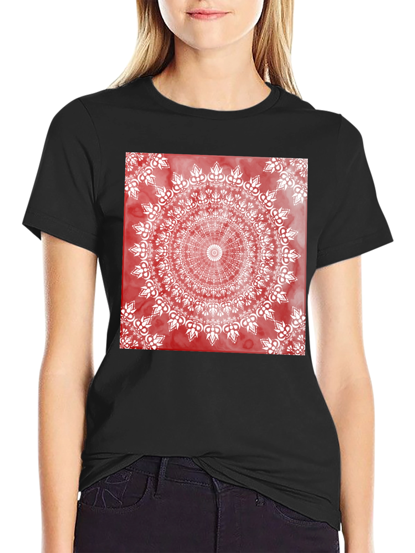 Red Mandala Graphic T-Shirt