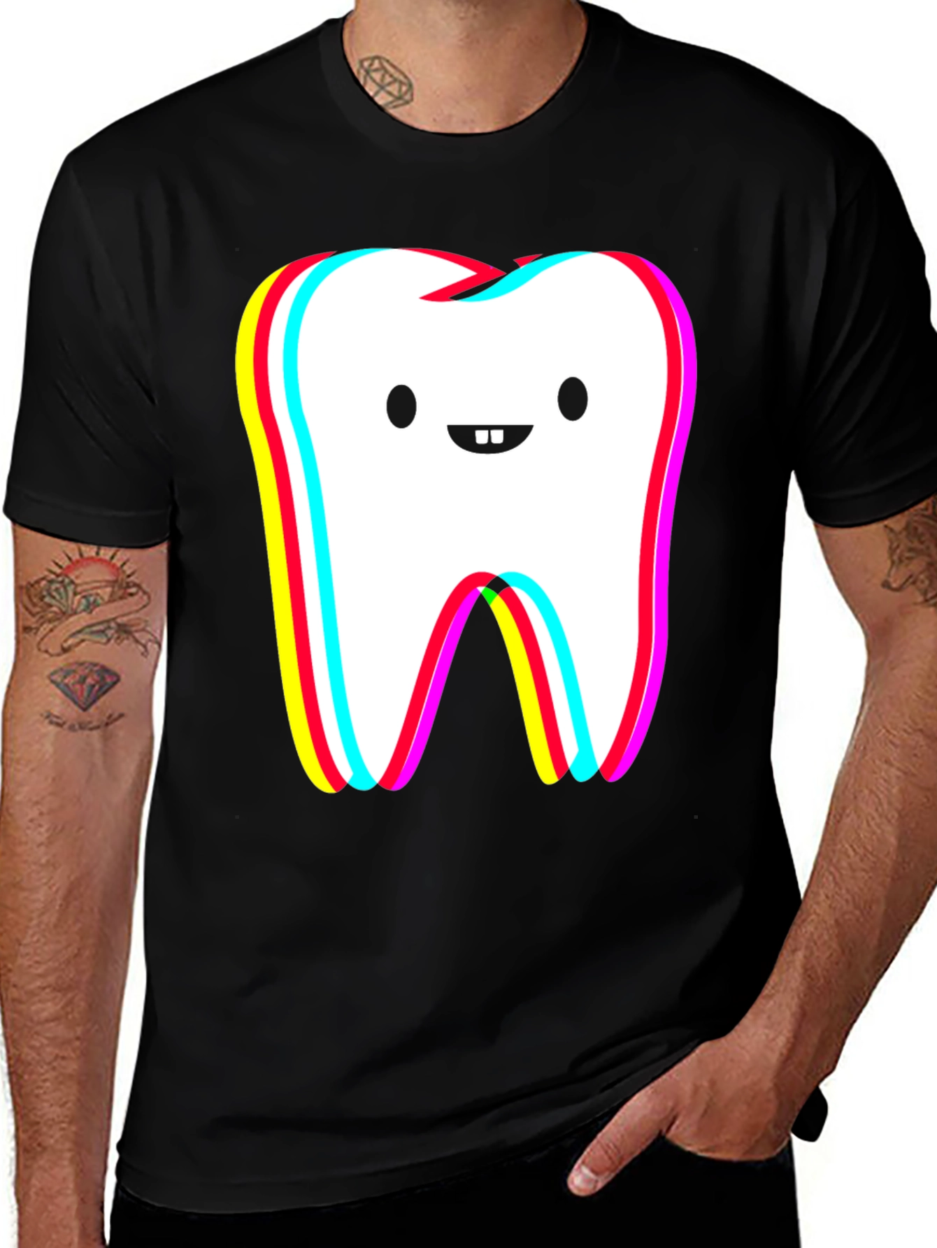 Funny Tooth Graphic Black T-Shirt