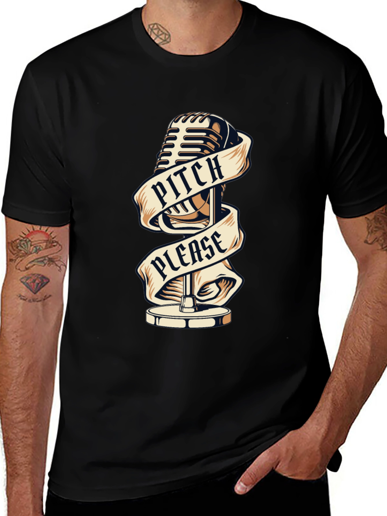 Pitch Please T-Shirt - Retro Microphone Graphic Tee