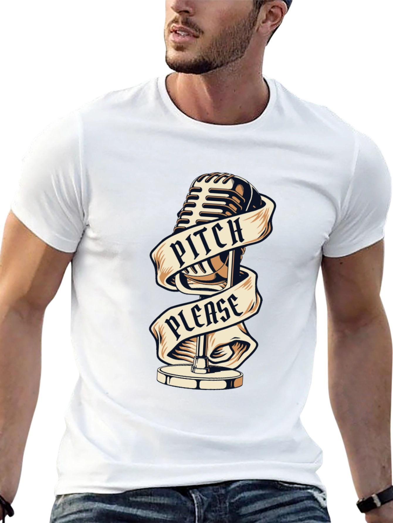 Pitch Please T-Shirt - Retro Microphone Graphic Tee