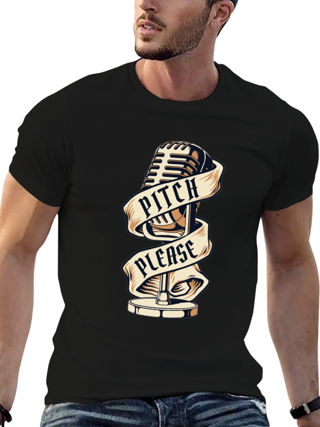 Pitch Please T-Shirt - Retro Microphone Graphic Tee