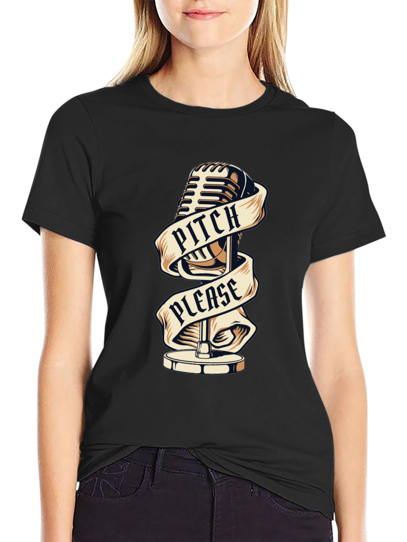 Pitch Please T-Shirt - Retro Microphone Graphic Tee