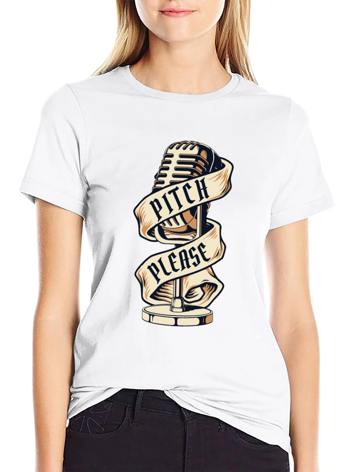 Pitch Please T-Shirt - Retro Microphone Graphic Tee