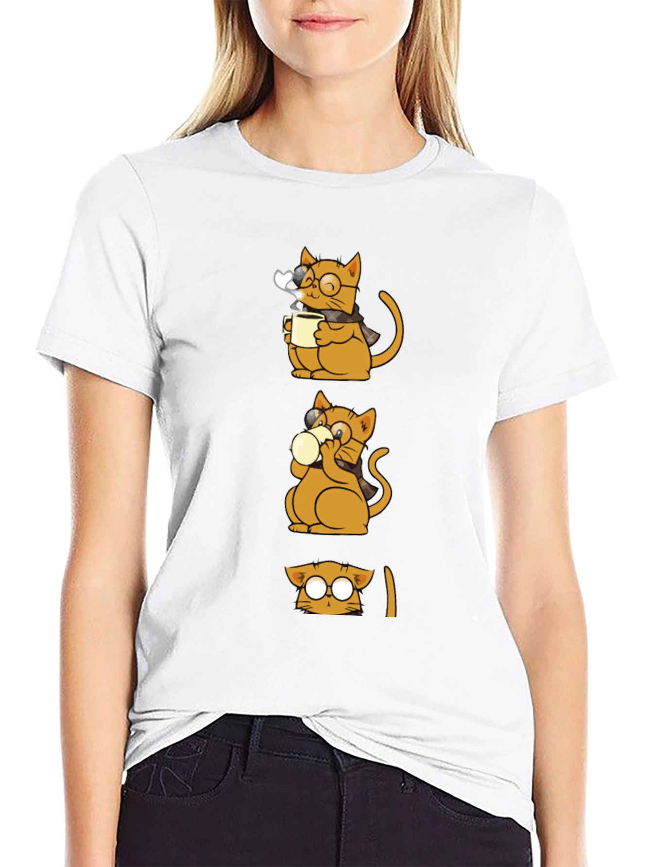 Cool Cat Coffee Lover Graphic Tee