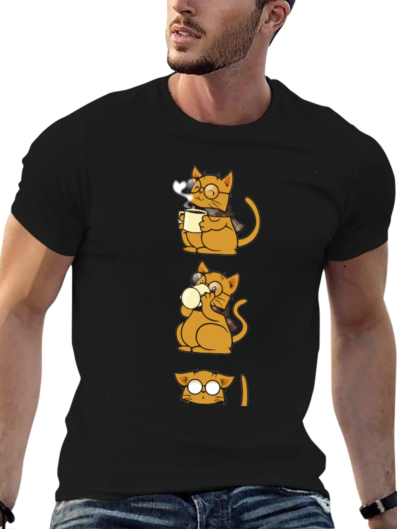 Cool Cat Coffee Lover Graphic Tee