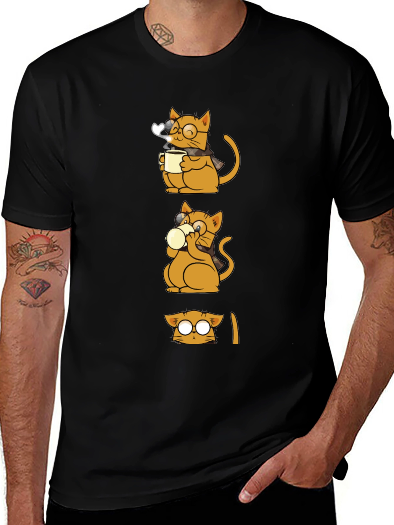 Cool Cat Coffee Lover Graphic Tee