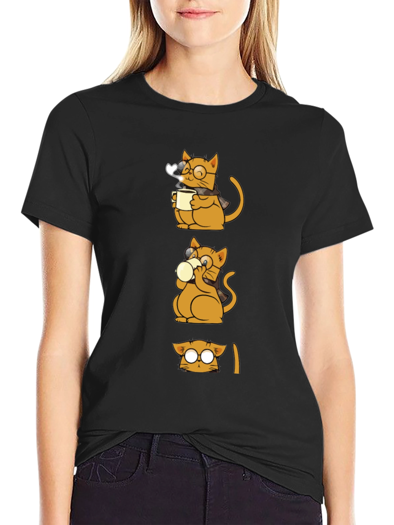 Cool Cat Coffee Lover Graphic Tee