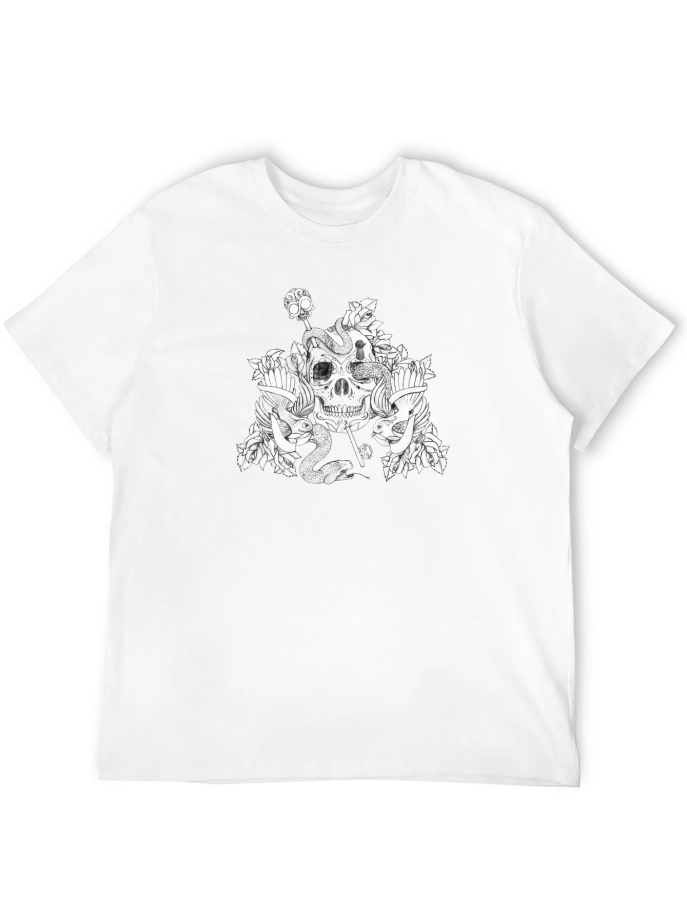 Skull & Snake Graphic Tee - Mens Black T-Shirt