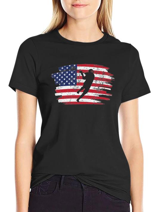American Flag Lacrosse Graphic T-Shirt
