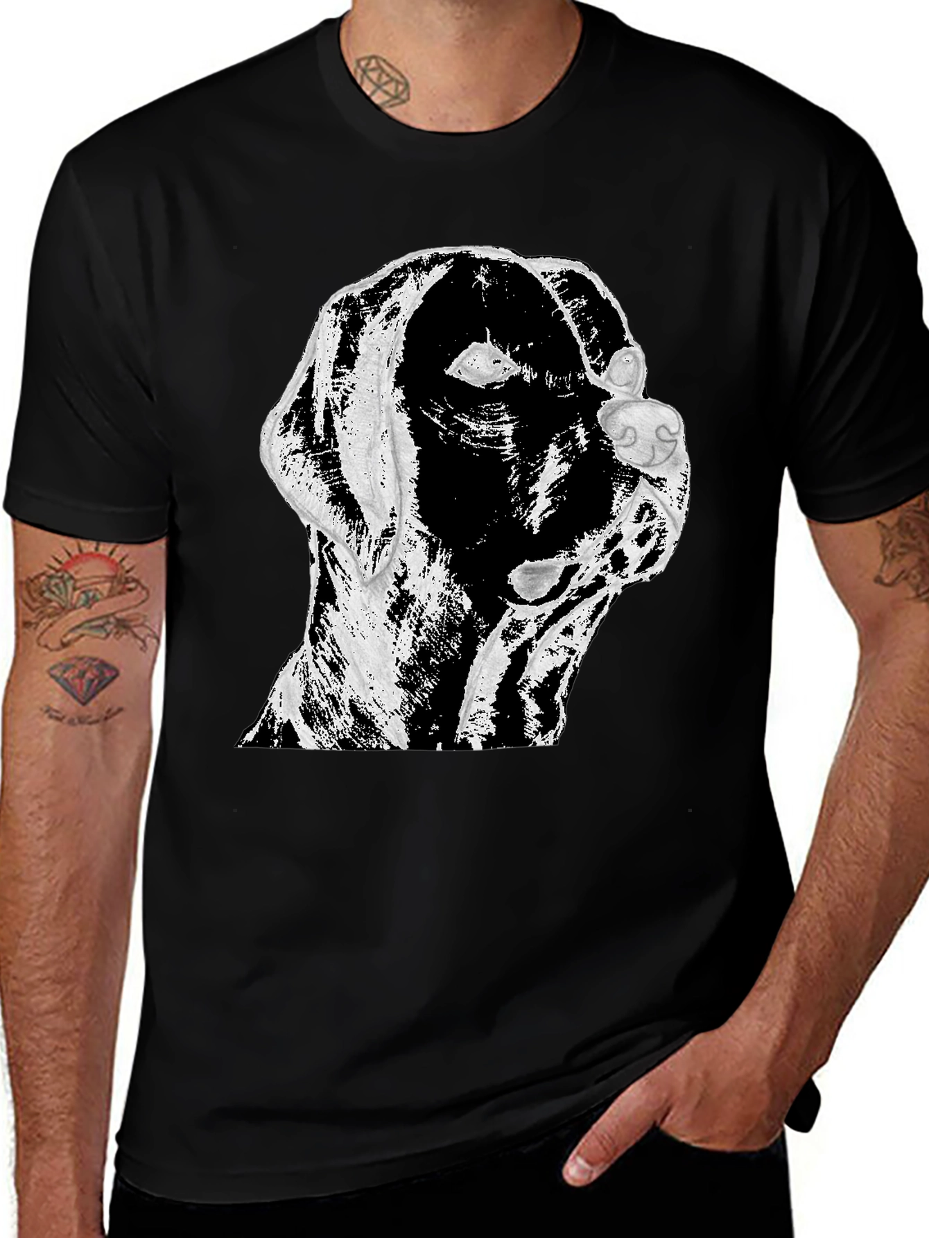 Dog Graphic Print T-Shirt Black