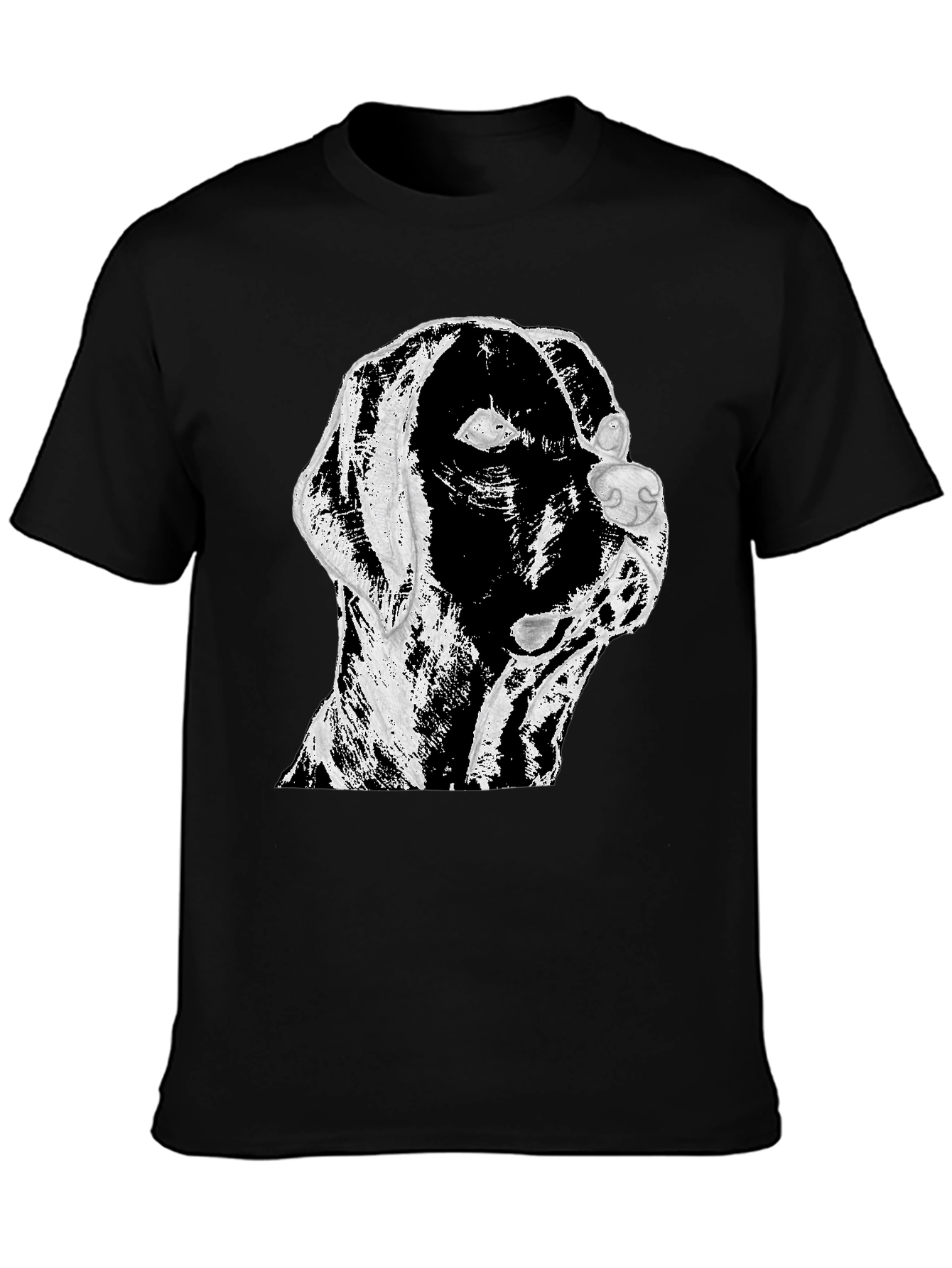 Dog Graphic Print T-Shirt Black