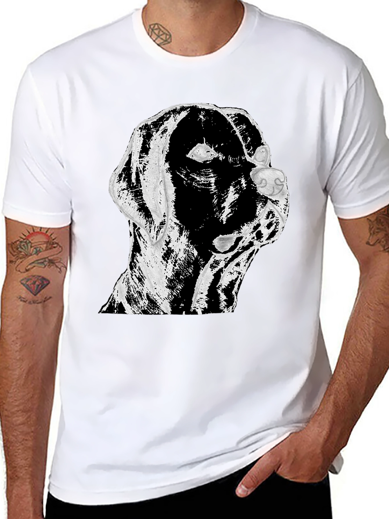 Dog Graphic Print T-Shirt Black