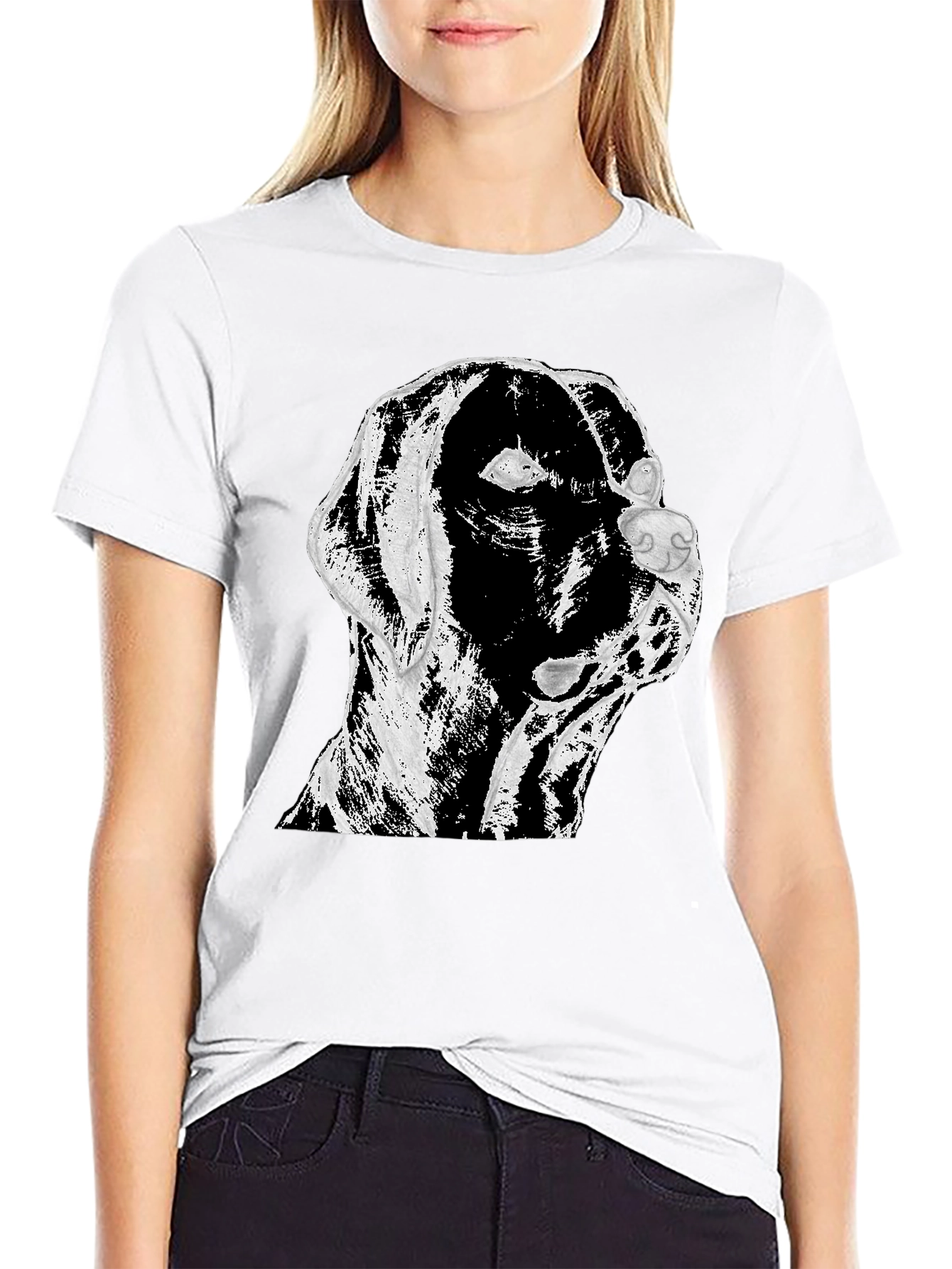 Dog Graphic Print T-Shirt Black