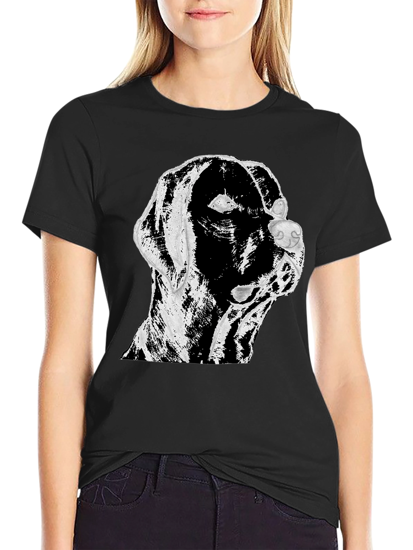 Dog Graphic Print T-Shirt Black