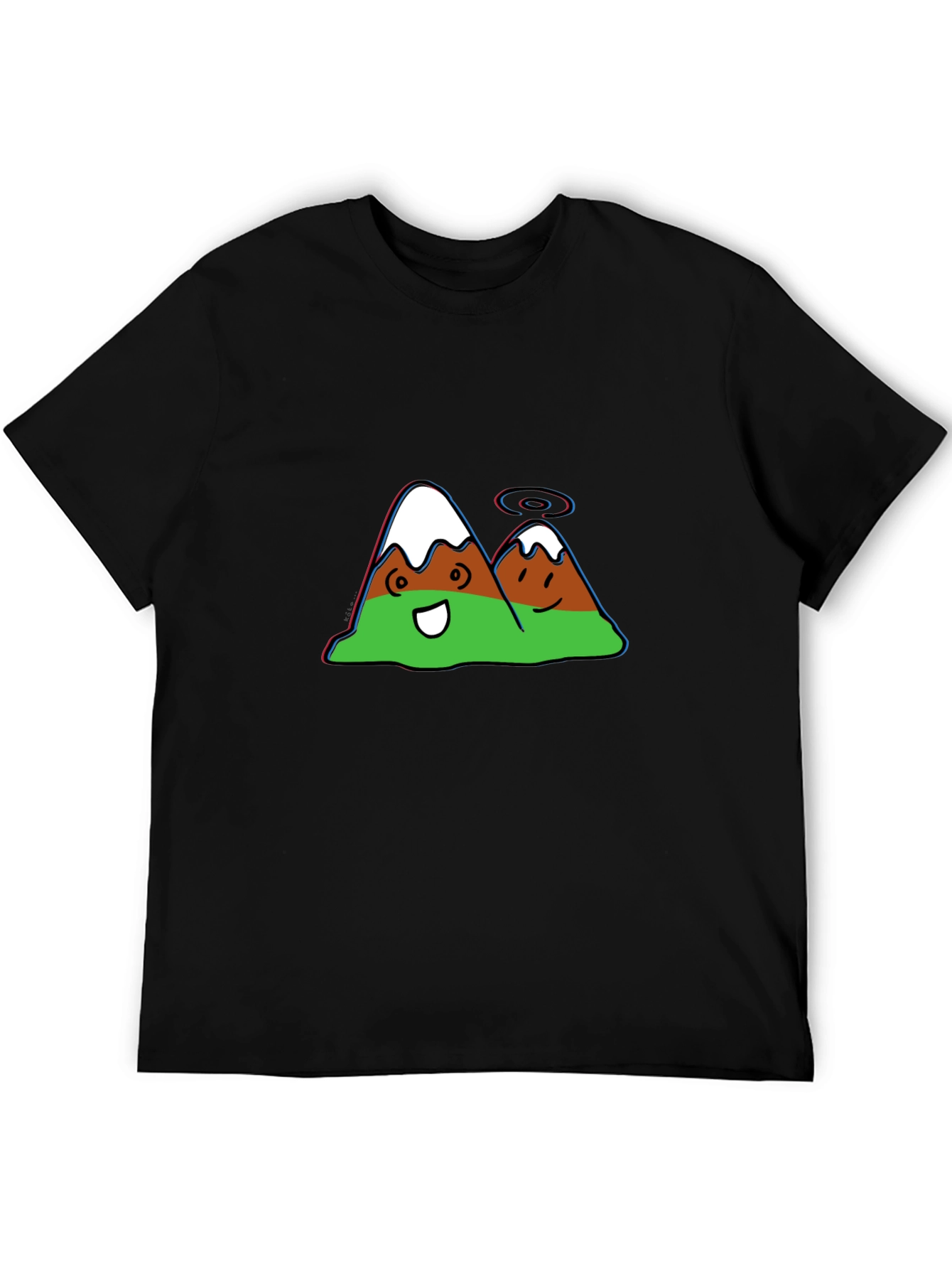 Cartoon Mountain Graphic Black Tee