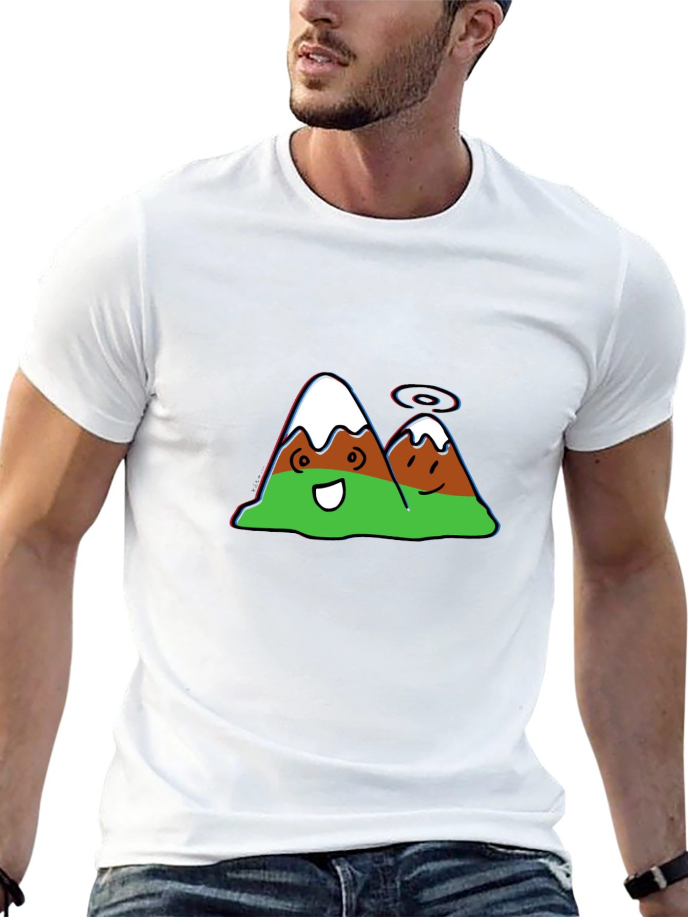 Cartoon Mountain Graphic Black Tee