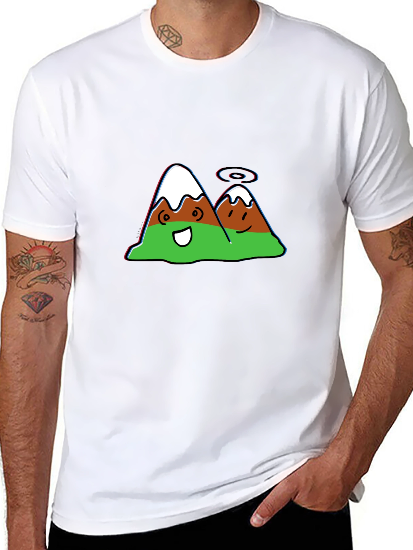Cartoon Mountain Graphic Black Tee