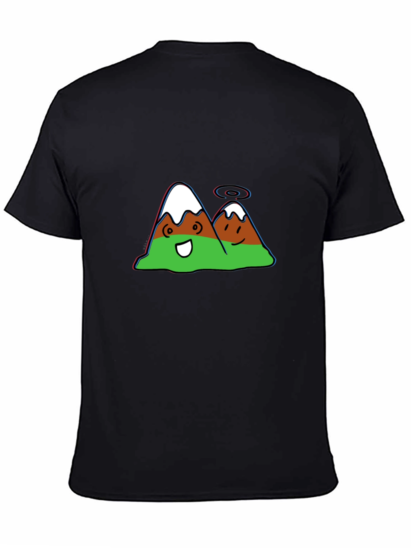Cartoon Mountain Graphic Black Tee