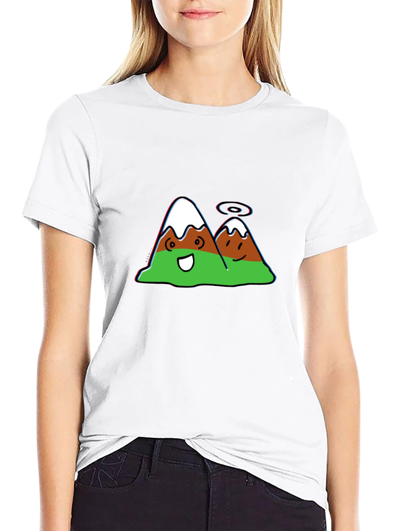 Cartoon Mountain Graphic Black Tee