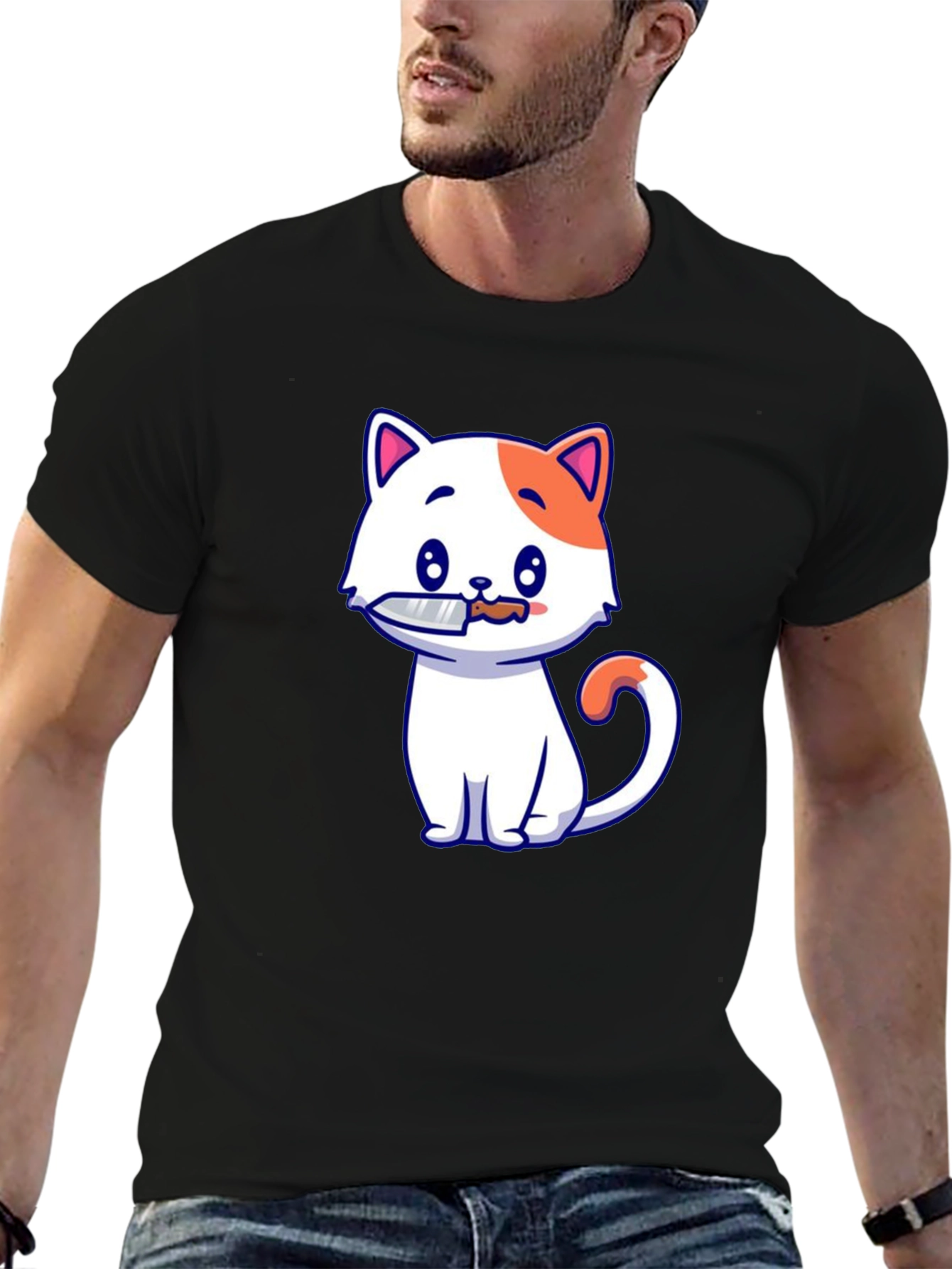 Cat With Knife T-Shirt - Funny Graphic Tee