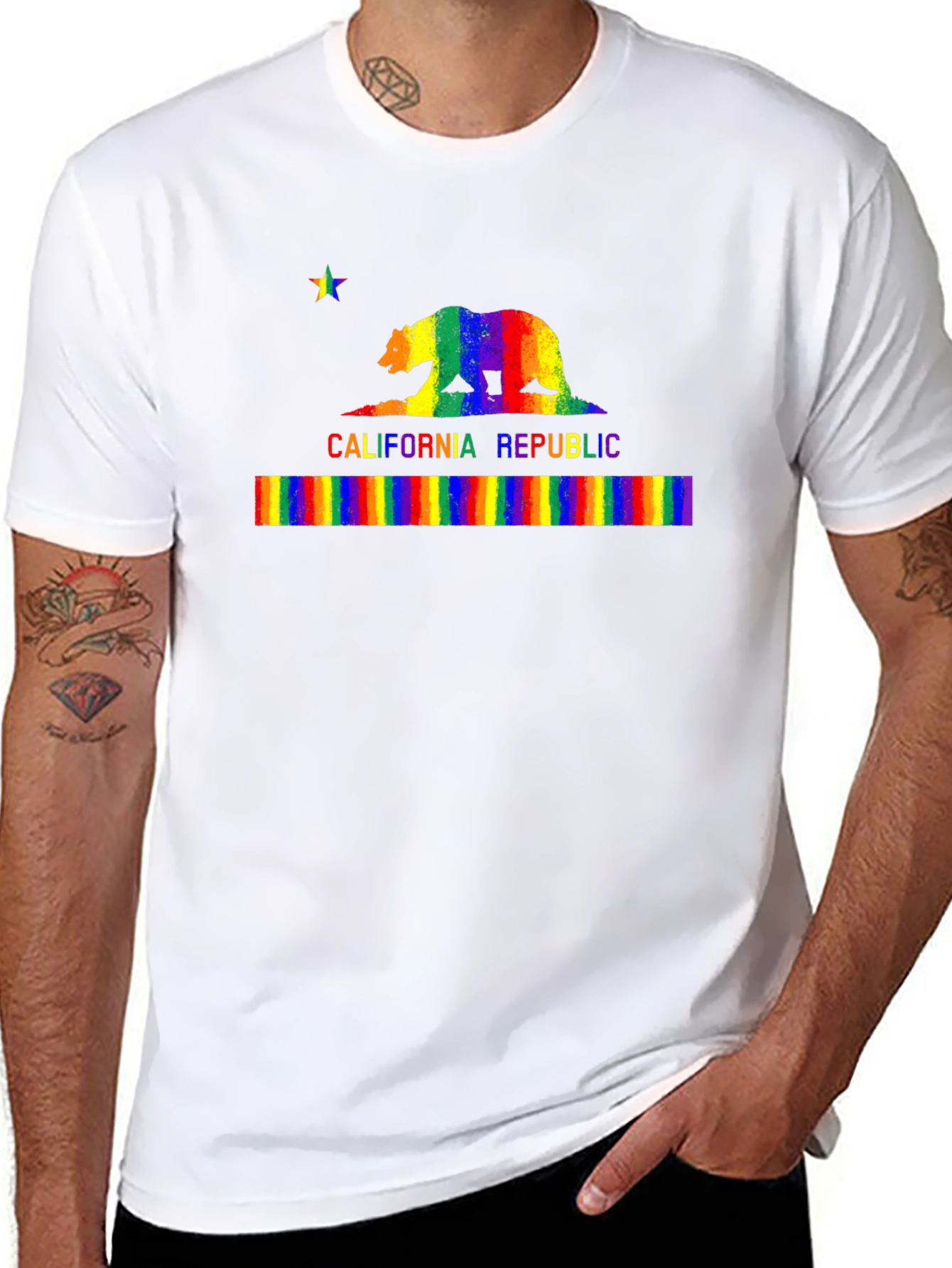 Rainbow California Republic Bear T-Shirt