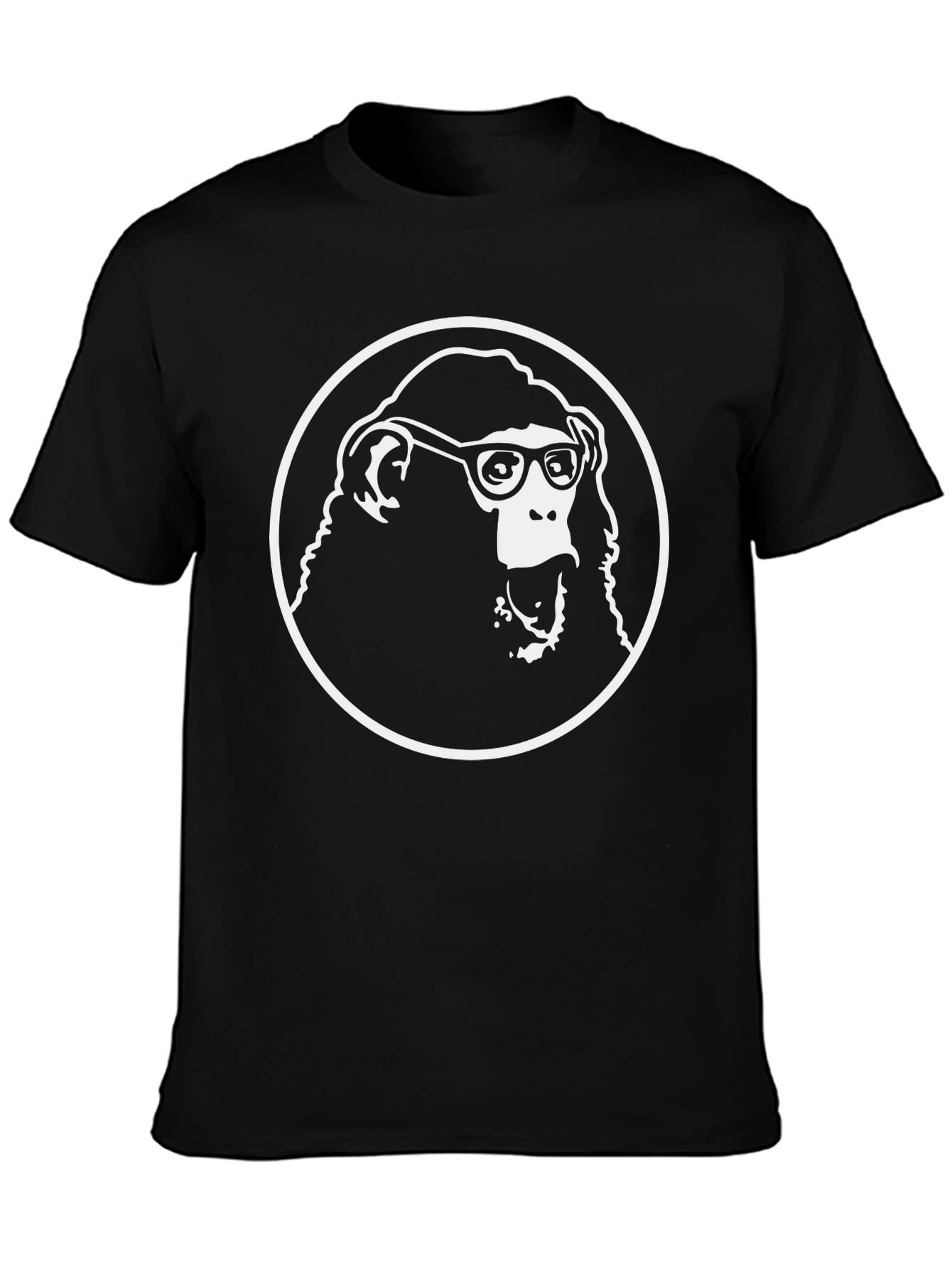 Monkey with Glasses Graphic Tee - Black