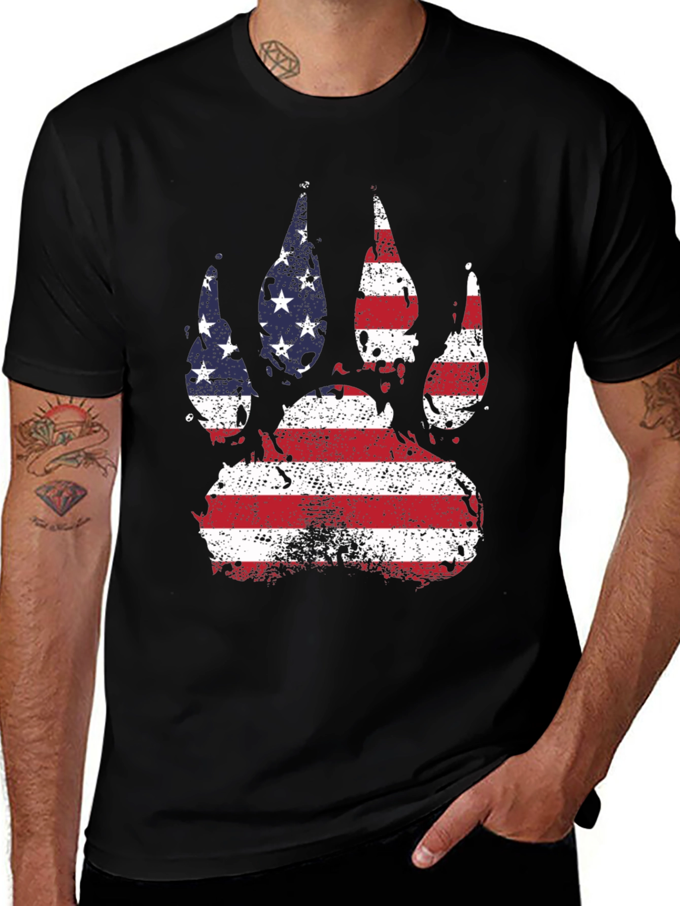 American Flag Bear Paw T-Shirt