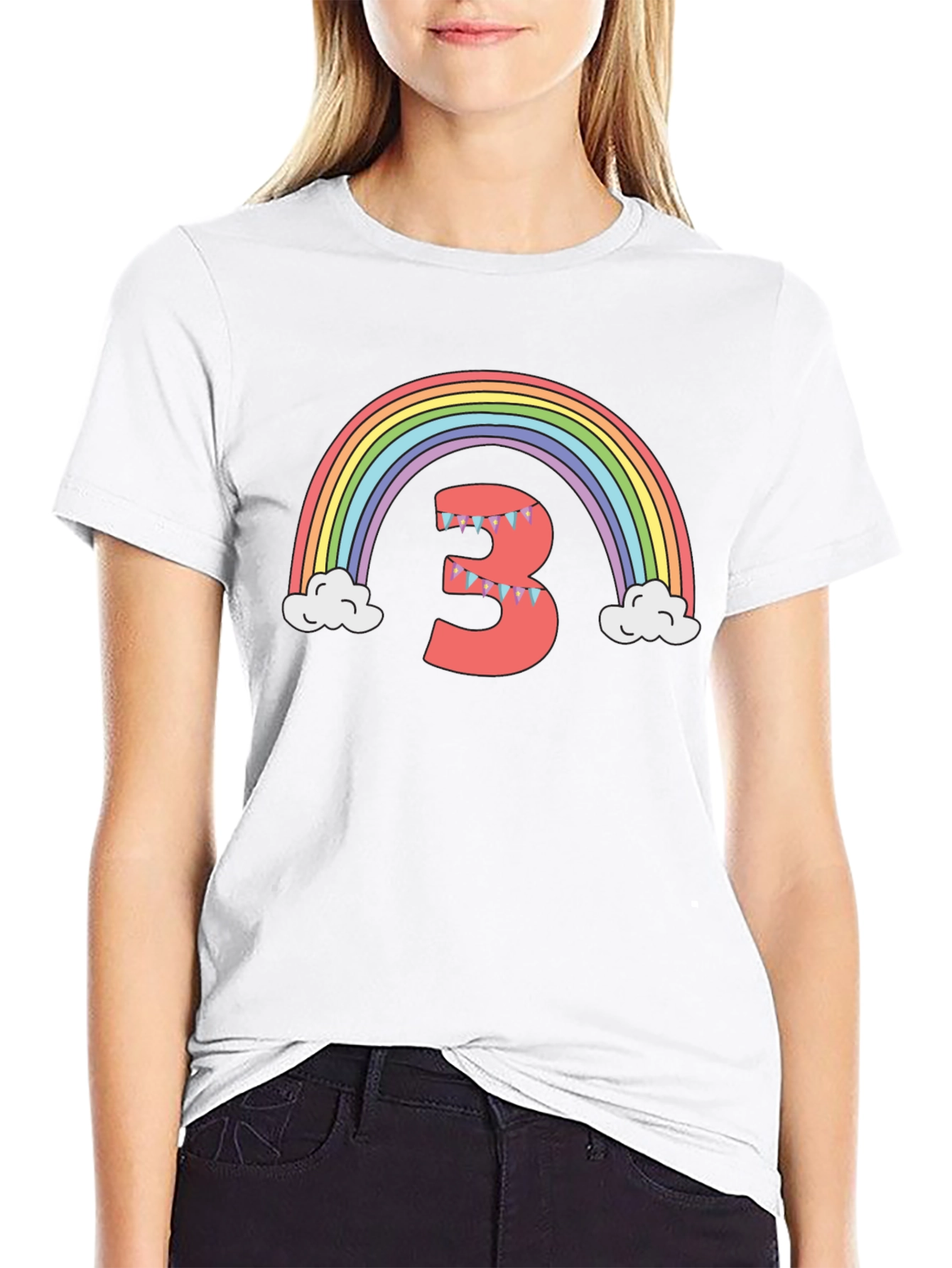 Rainbow Number 3 Birthday T-Shirt