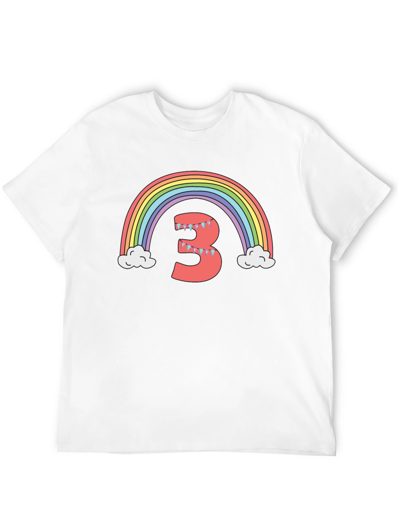 Rainbow Number 3 Birthday T-Shirt