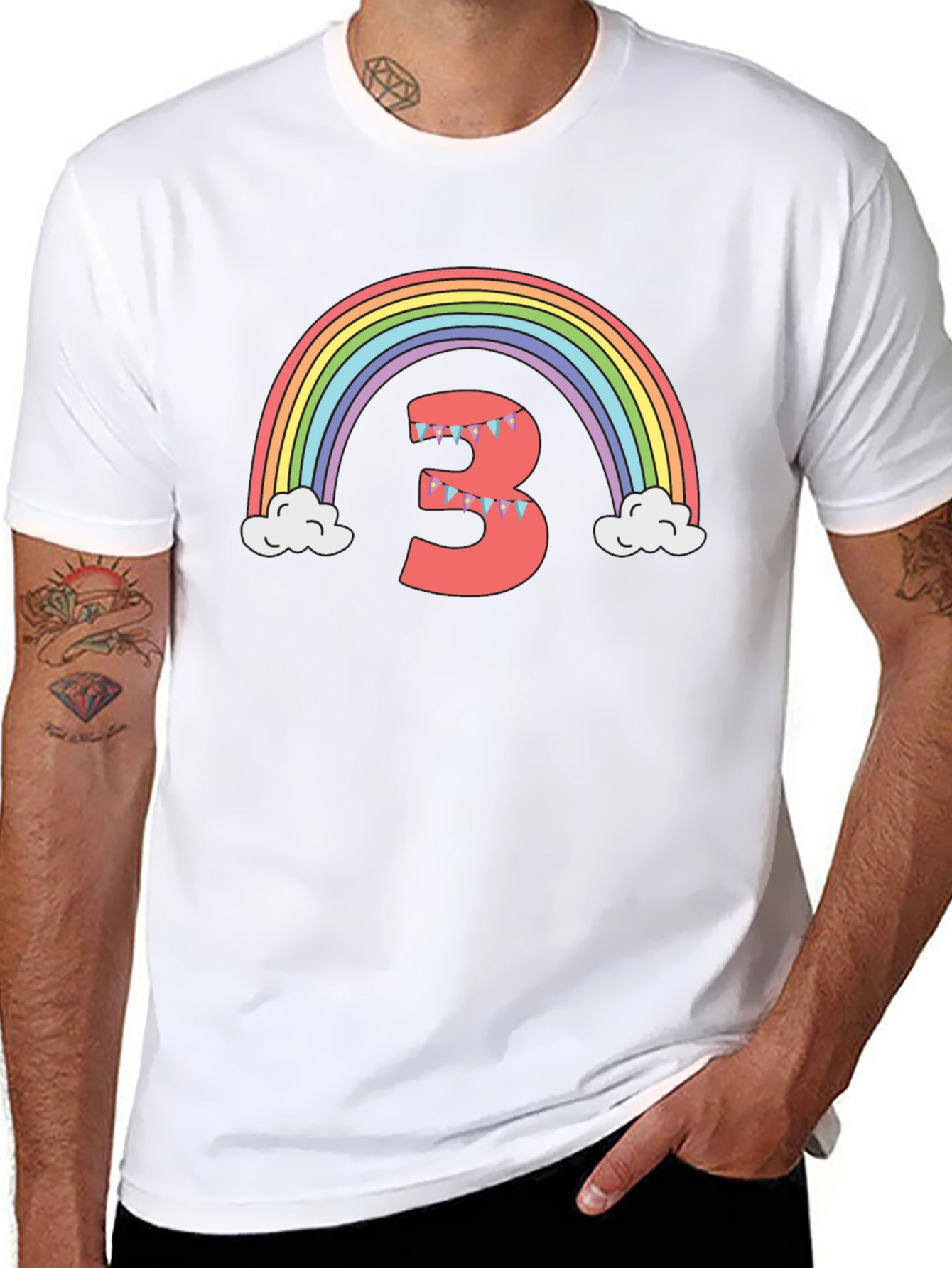 Rainbow Number 3 Birthday T-Shirt