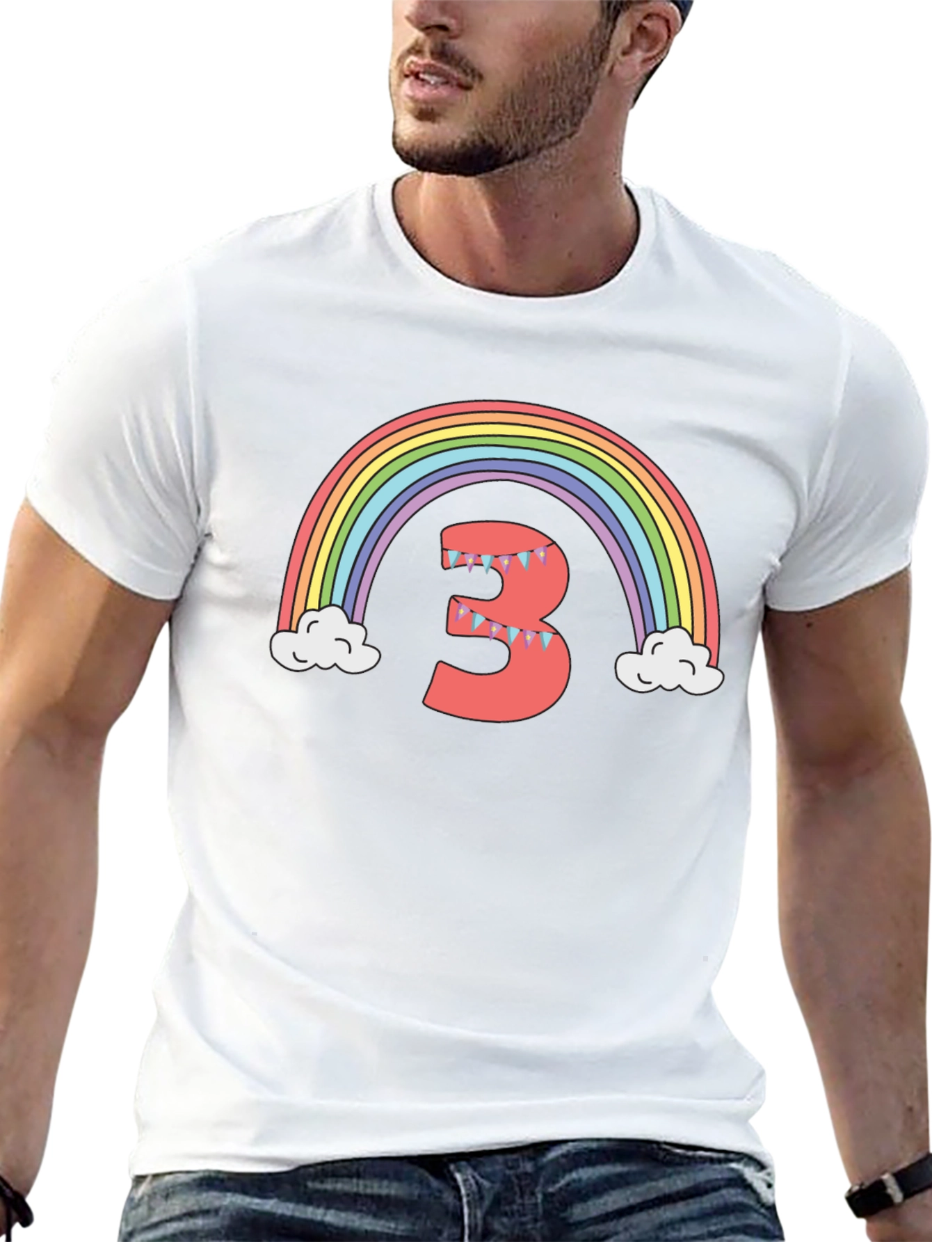 Rainbow Number 3 Birthday T-Shirt