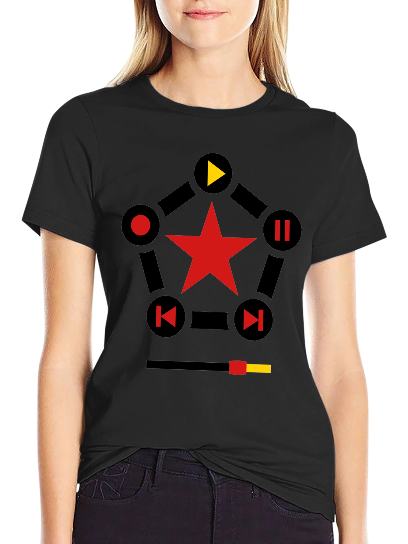 Star Media Player T-Shirt - Black
