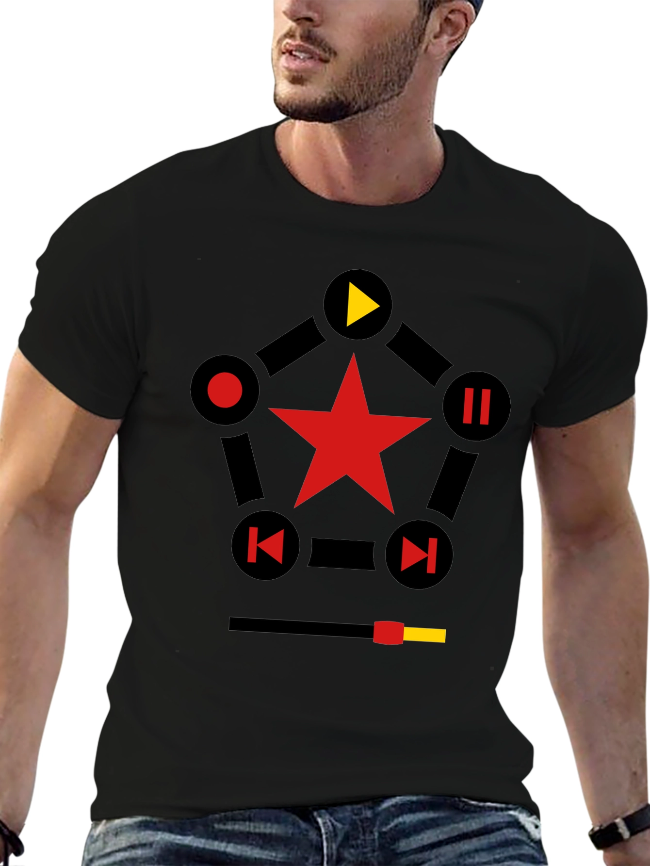 Star Media Player T-Shirt - Black