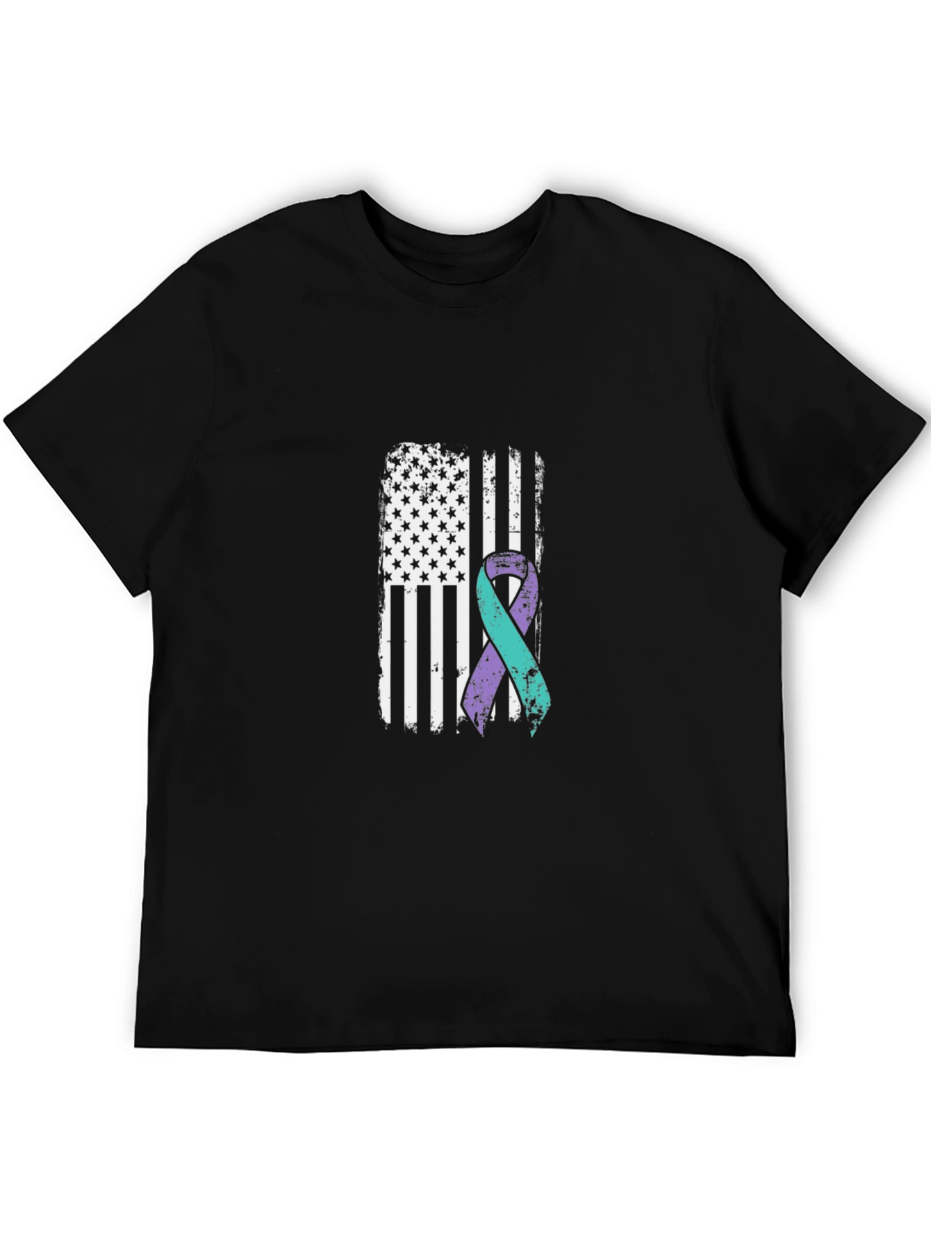 Awareness Ribbon American Flag Graphic T-Shirt