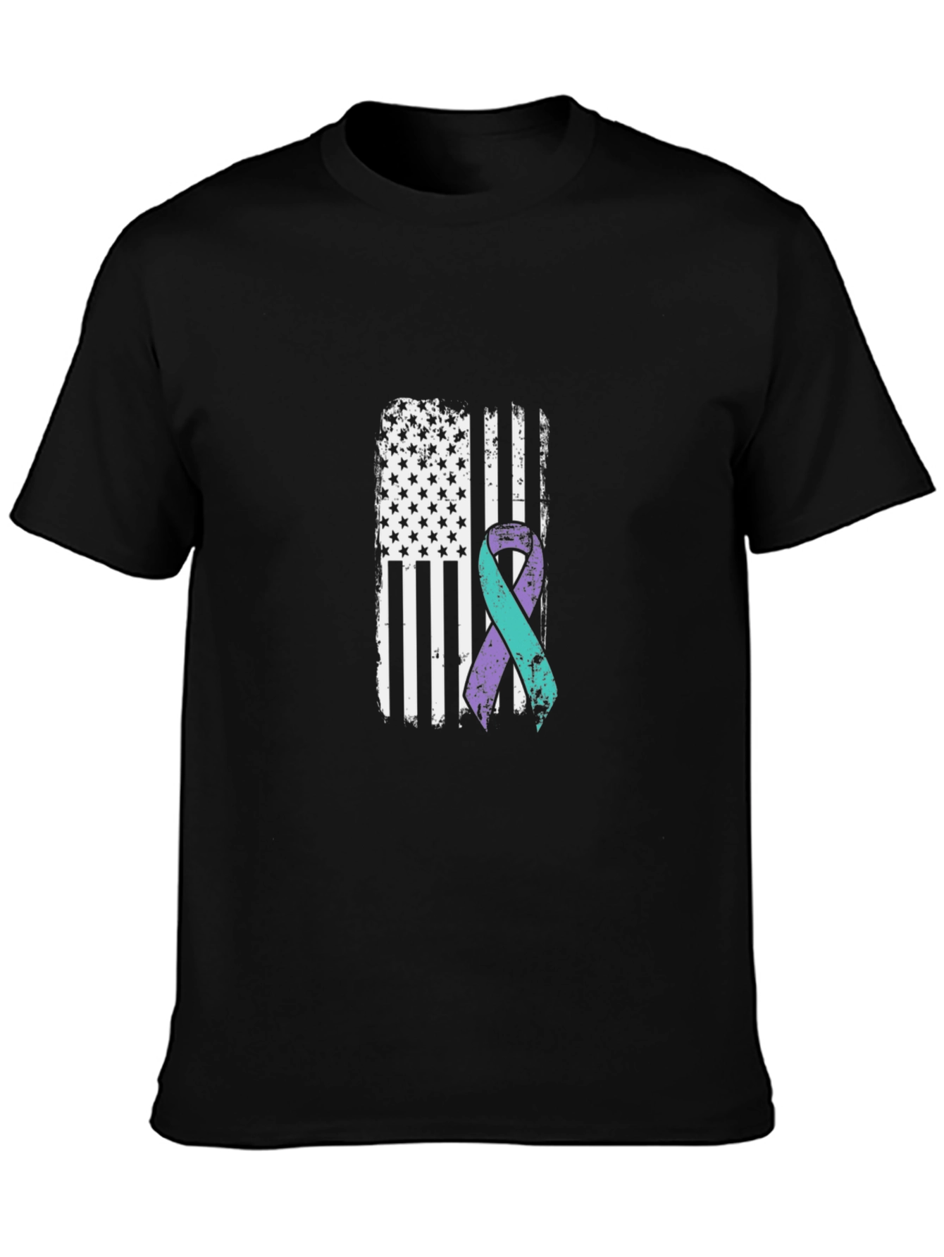 Awareness Ribbon American Flag Graphic T-Shirt