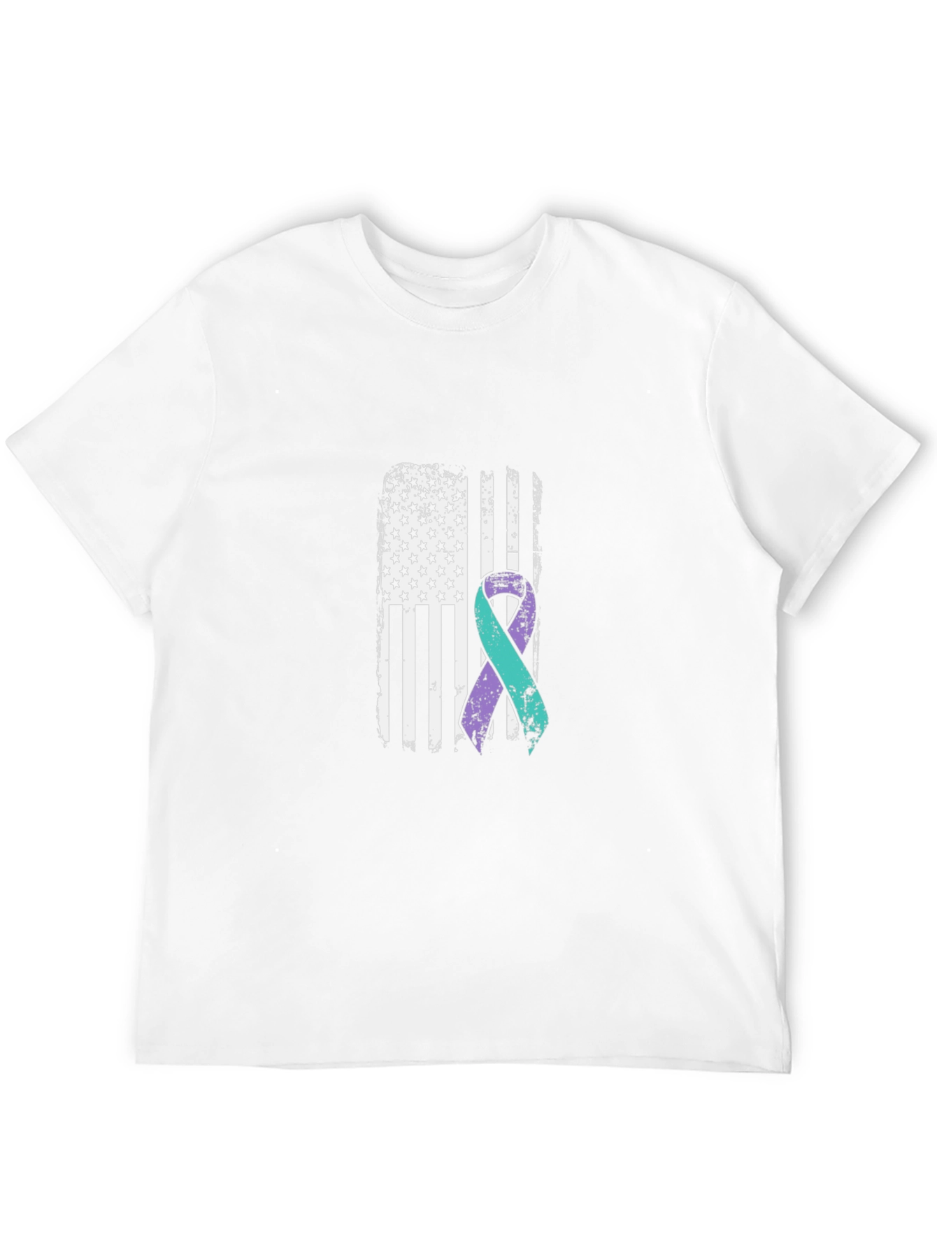 Awareness Ribbon American Flag Graphic T-Shirt