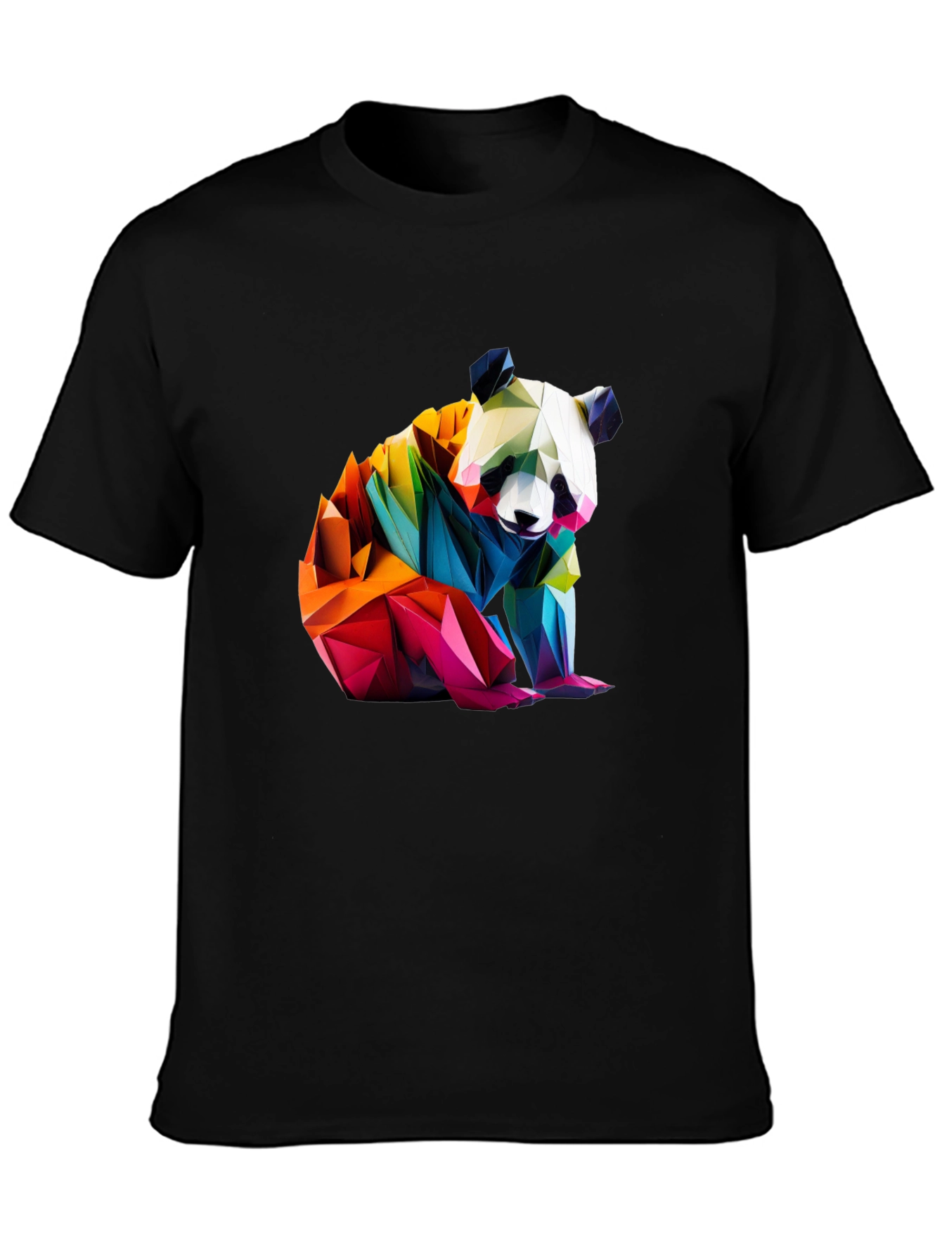 Geometric Panda Graphic Tee - Modern Art Shirt