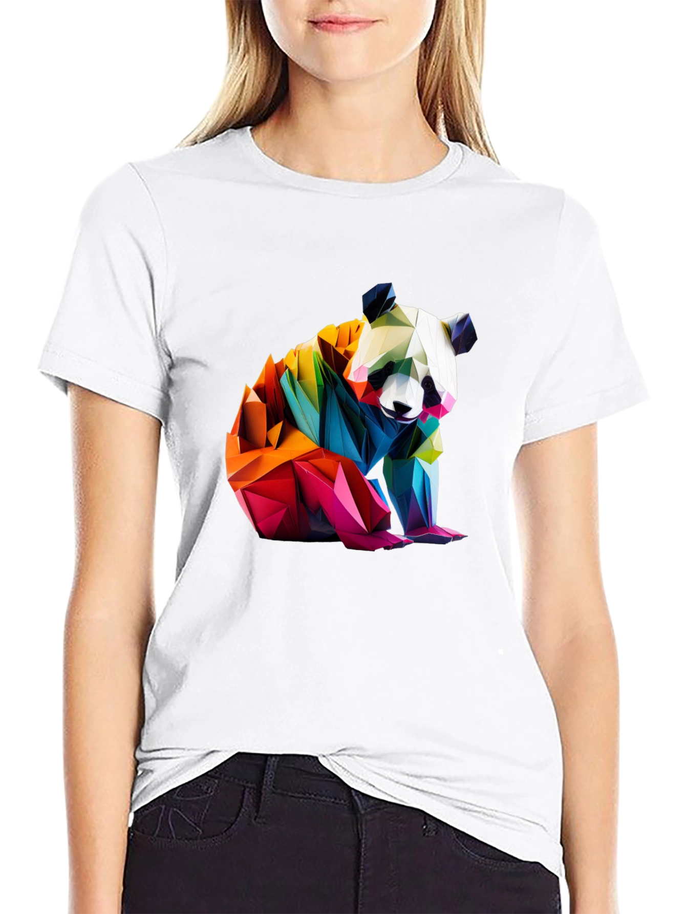 Geometric Panda Graphic Tee - Modern Art Shirt