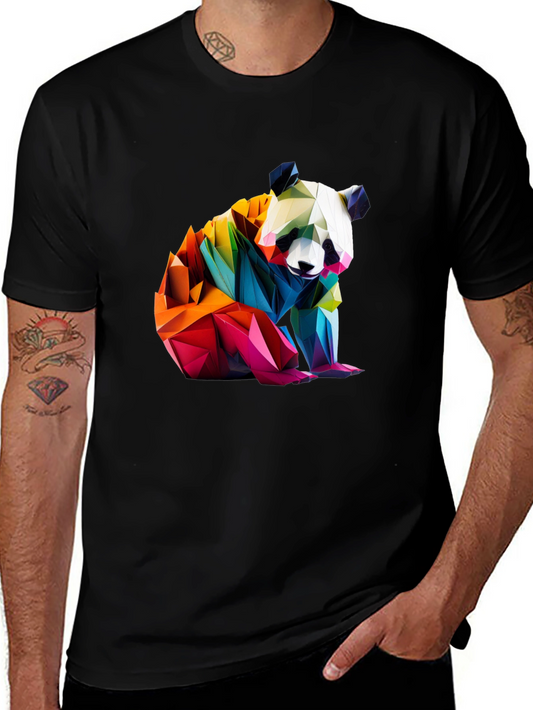 Geometric Panda Graphic Tee - Modern Art Shirt