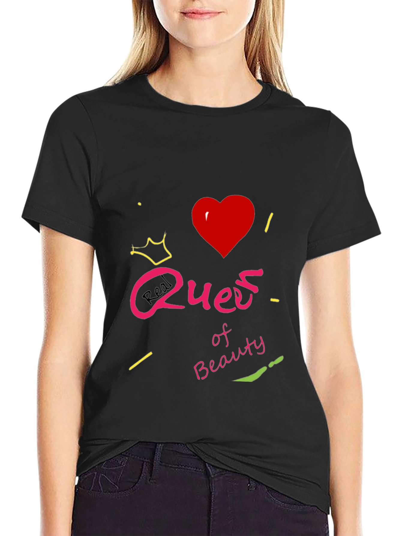Real Queen of Beauty Graphic T-Shirt - Black